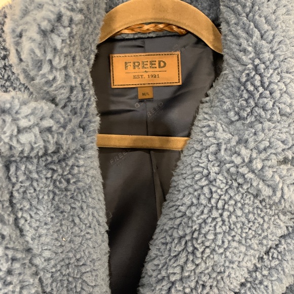FREED oversized teddy coat in dusty blue - Picture 7 of 7